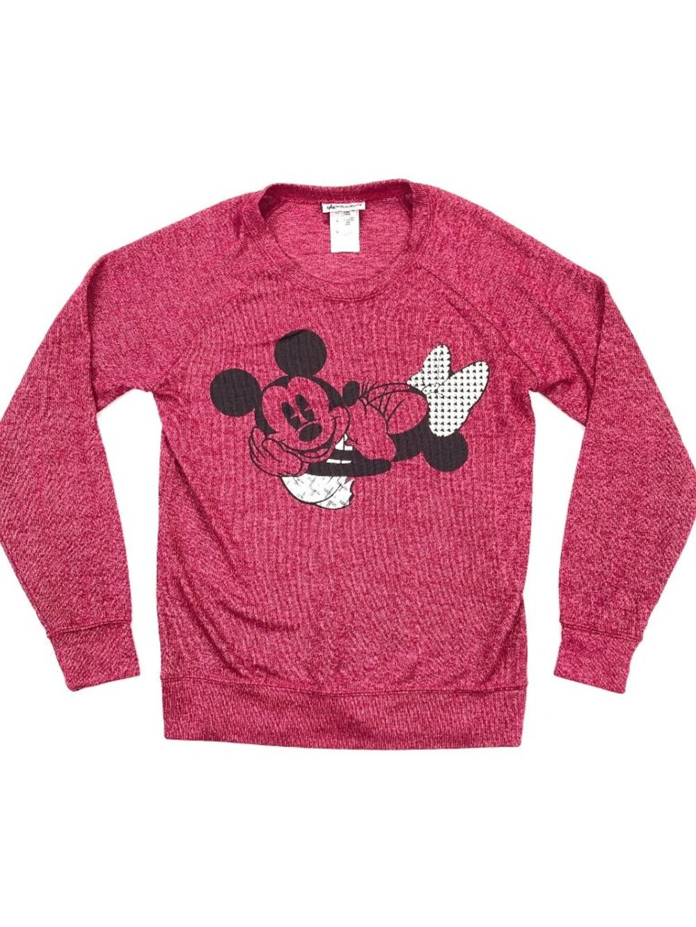 NEW Disney Parks Women's Mickey Minnie Kissing Sweater Sweatshirt Red • Small
